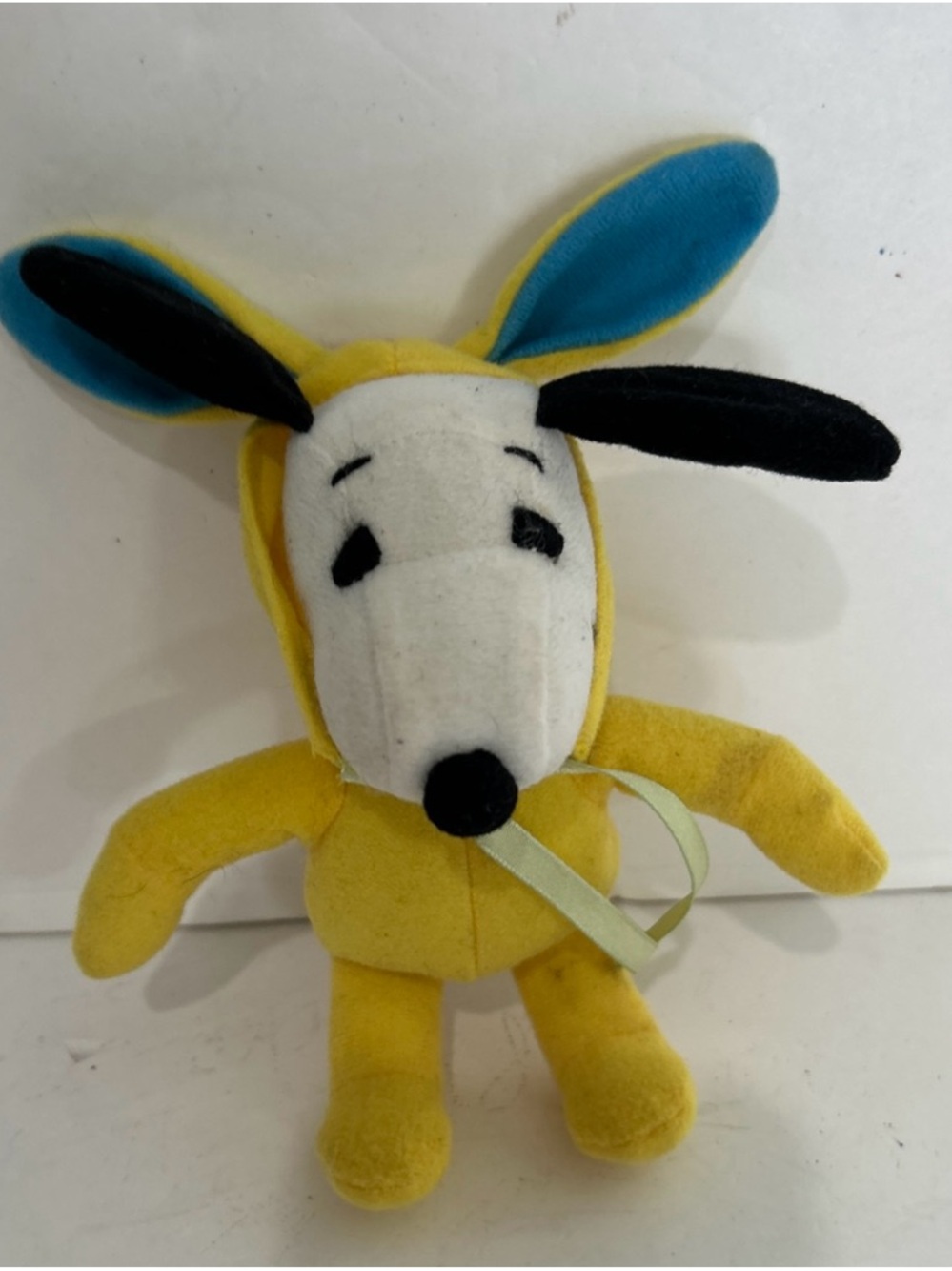 Vintage Snoopy Easter Plush in a Bright Yellow Bunny Suit with Ears 8” GUC